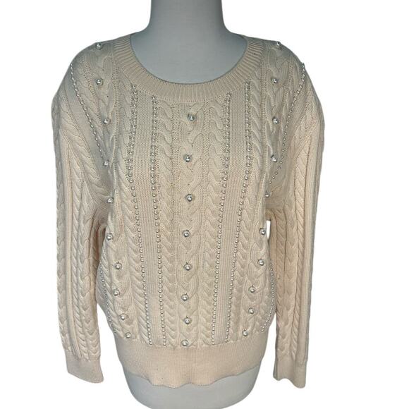 ESCADA by MARGARETHA LEY 100% New Wool Size 42 Cream Tight Knit With Pearls - Picture 6 of 16